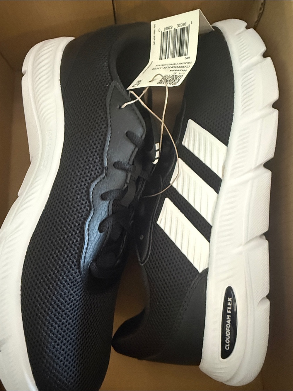 adidas Black and White Mesh Cloudfoam Flex Sneakers